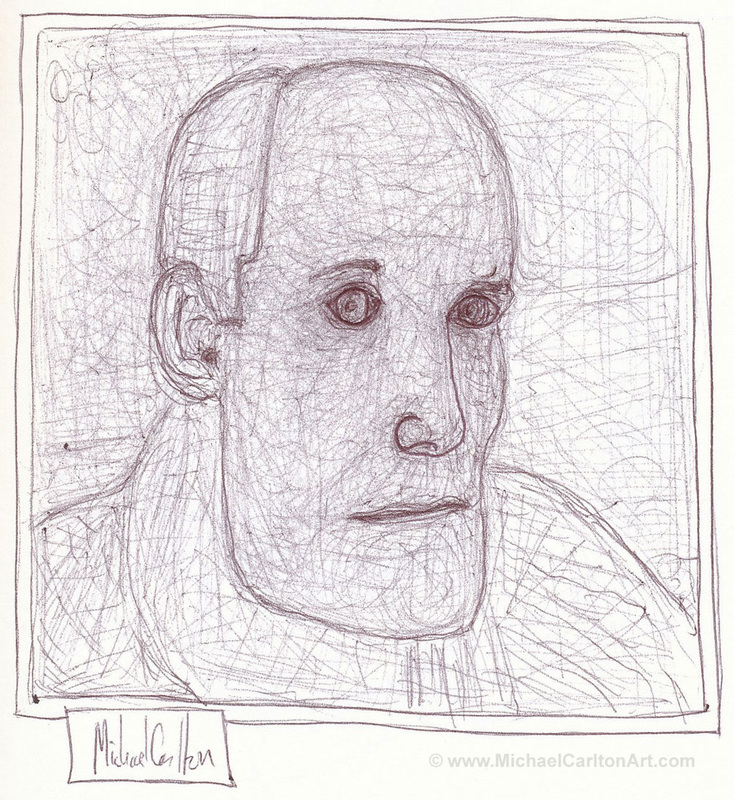 Michael Carlton Art Sketchbook Biro Drawing - 